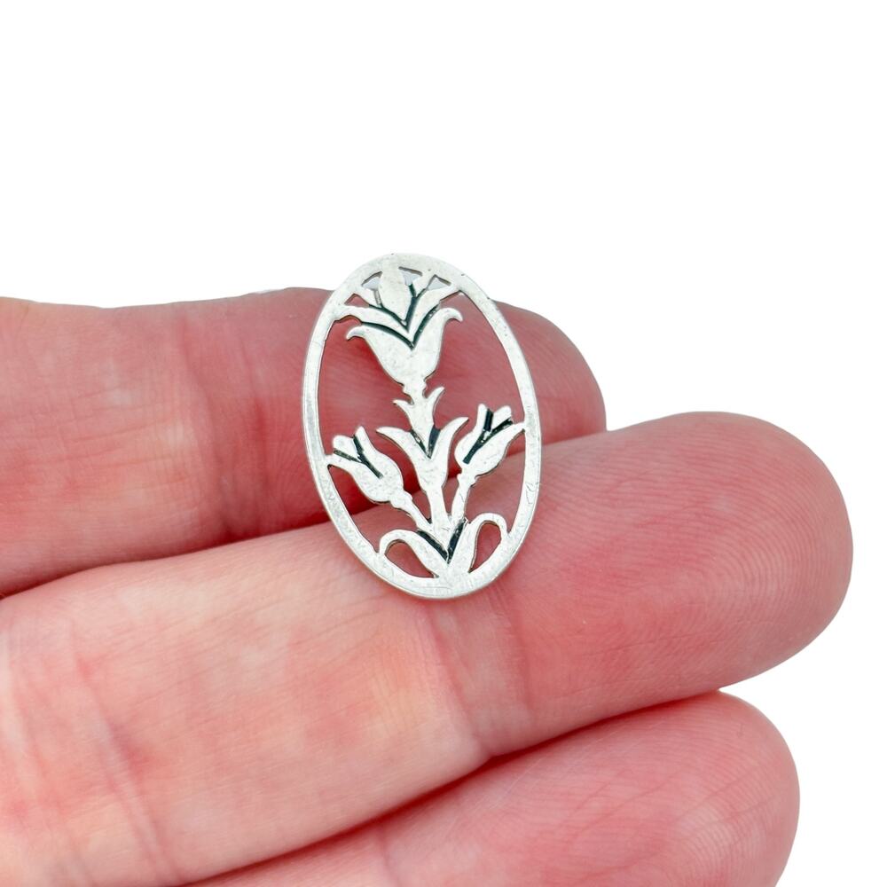 Vintage Sterling Silver 925 Floral Openwork Pendant